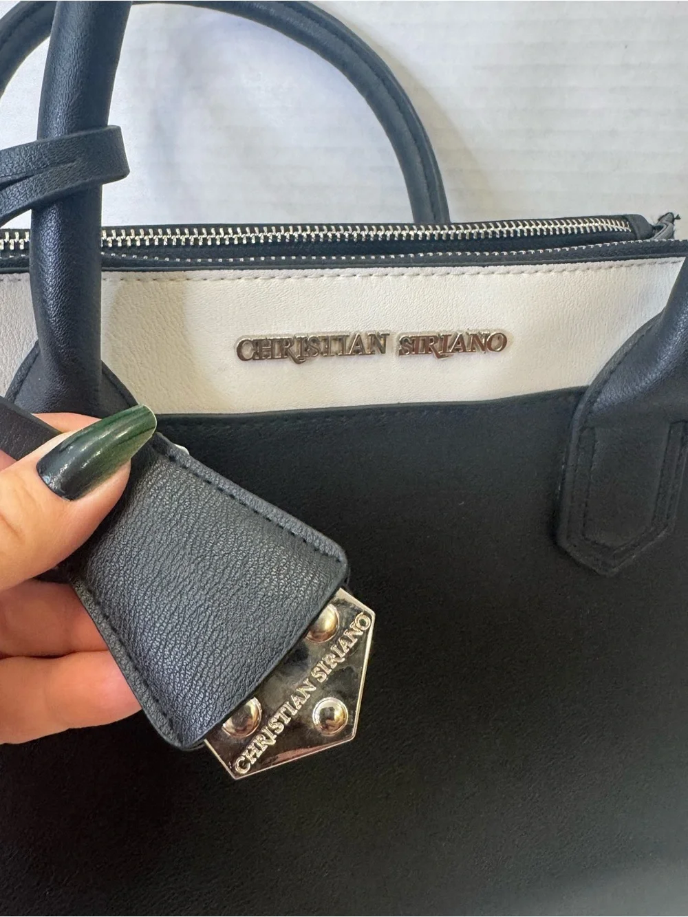 Christian Siriano Black and White Two-Tone Satchel